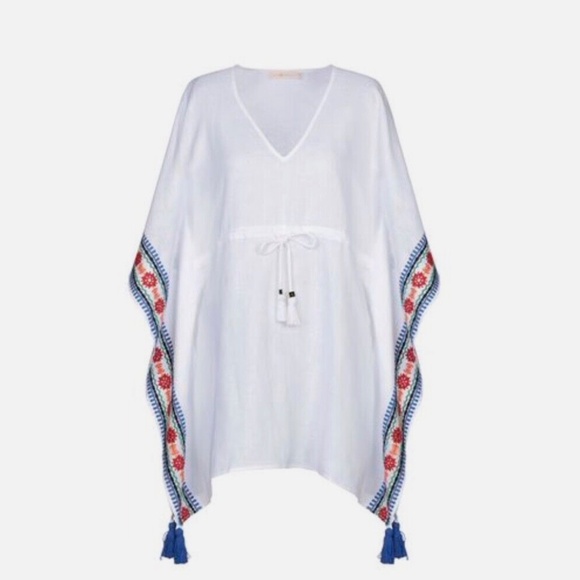 Tory Burch Ravena Embroidered Beach Tunic Dress Caftan Cover up - Small - Picture 2 of 8